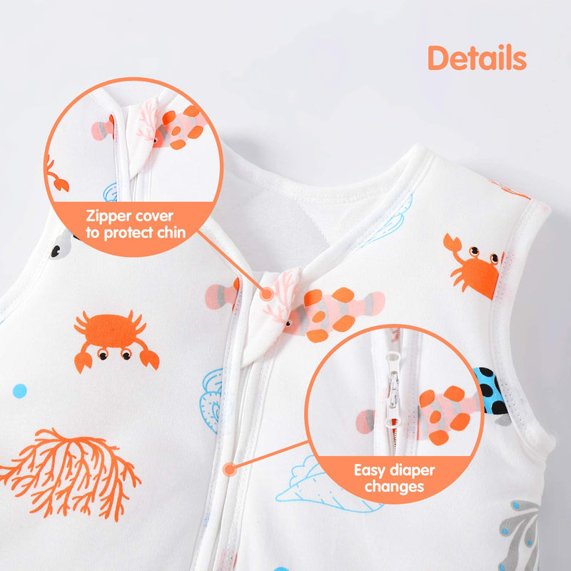 NewNest Australia - Mosebears Sleep Sack Baby Winter Wearable Blanket with 2-Way Zipper,2.5 TOG Cotton Sleep Sack Unisex Ocean Animal 6-12 Months 