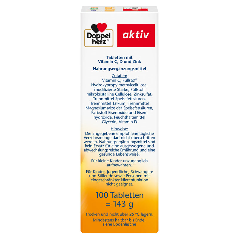 Doppelherz Vitamin C 1000 + D3 + Zinc - High dosage with vitamin C and vitamin D to support the immune system and protect cells - 100 DEPOT tablets 100 pieces (pack of 1) - NewNest Australia