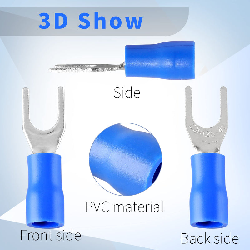 BokWin SV1.25-4S 22-16AWG Blue Insulated Fork Spade Wire Connector Electrical Crimp Terminal 500Pcs - NewNest Australia