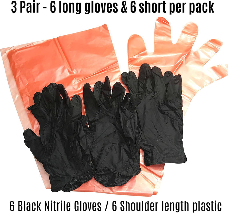 Guardian Hunting Deer Gutting Gloves Field Dressing Gloves with Long and Short Gut Glove Combo Pack (Black/Orange, 3 Pack (6 Pairs)) - NewNest Australia