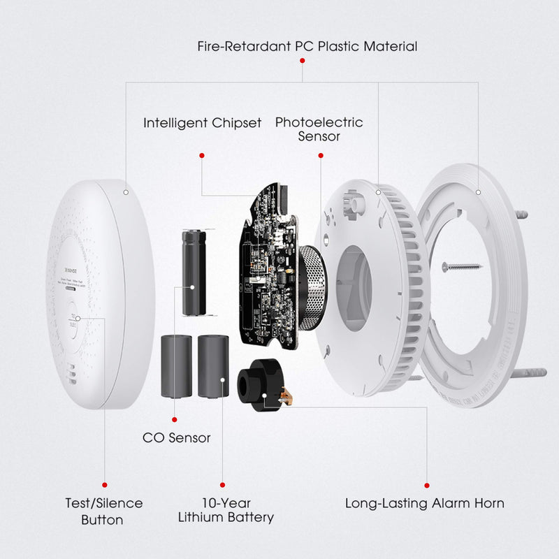 X-Sense 10-Year Battery (Not Hardwired) Combination Smoke and Carbon Monoxide Detector Alarm, Dual Sensor Smoke CO Alarm Complies with UL 217 & UL 2034 Standards, Auto-Check, SC03 1-Pack - NewNest Australia