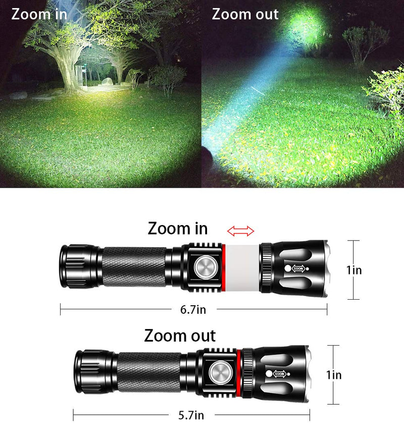 Rechargeable Flashlight, Magnetic Flashlight with 360 ° COB Work Light, Water Resistant, Zoomable, 4Modes, iToncs Portable Ultra Brightest LED Flashlights for Emergency Hiking Repairing (2 Pack) 2packs - NewNest Australia