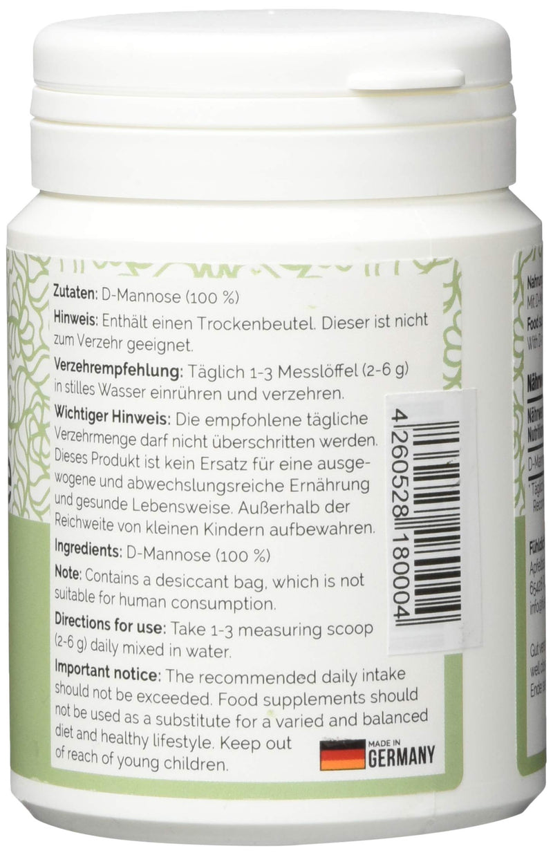 Vita 1 D Mannose Powder, Dietary Treatment Against Cystitis And Urinary Tract Infections, 100 G Content, 2 Months Stock, 100% Vegan, Pure, Natural, Made In Germany - NewNest Australia