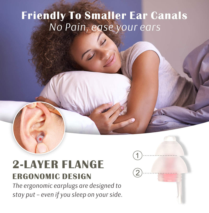 Ear Plugs for Sleeping, Eargrace 2 Pairs Soft Noise Reduction Earplugs for Small Ear Canals - Hearing Protection Earplugs for Sleep, Festivals, Concerts, Travel, Work, Motorcycle, Loud Events Pink - NewNest Australia