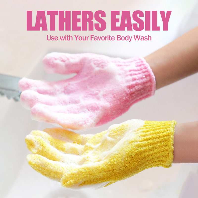 SYEYCW 6 pairs of exfoliating gloves body, exfoliating gloves made of bamboo, double-sided exfoliating bath gloves, shower gloves for shower, spa, massage, dead skin remover, peeling mitts, bath accessories - NewNest Australia