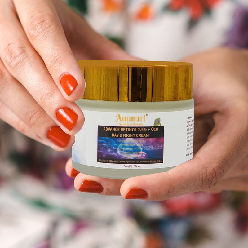 Ammuri Premium Skin Formula Q10 Face cream + Advance Retinol 2.5% Firming Day & Night Cream With Hyaluronic Acid Anti Wrinkle Face Moisturising Cream, Aloe Vera, Vitamin B5 & Vitamin E for Anti Ageing Advance Retinol 2.5% Night Cream - NewNest Australia