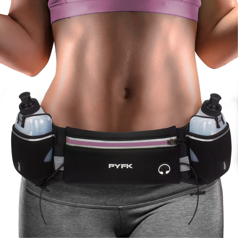 PYFK Upgraded Running Belt with Water Bottles, Hydration Belt for Men and Women, Water Bottle Holder Running Pouch Belt, Fanny Pack Fits 6.5 inches Phones, Waist pack for Running Hiking Climbing purple - NewNest Australia