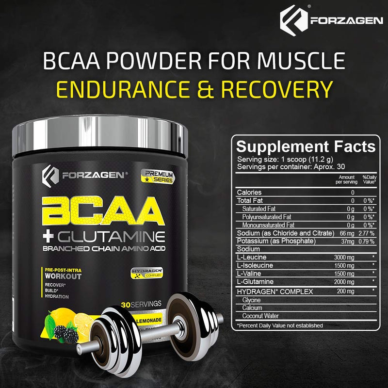 Forzagen BCAA Powder with Glutamine 30 Servings, Branched Chain Amino Acid Powder, Recovery Post Workout, Build, Hydration Available 4 Flavors (BlackBerry Lemonade) Blackberry Lemonade - NewNest Australia