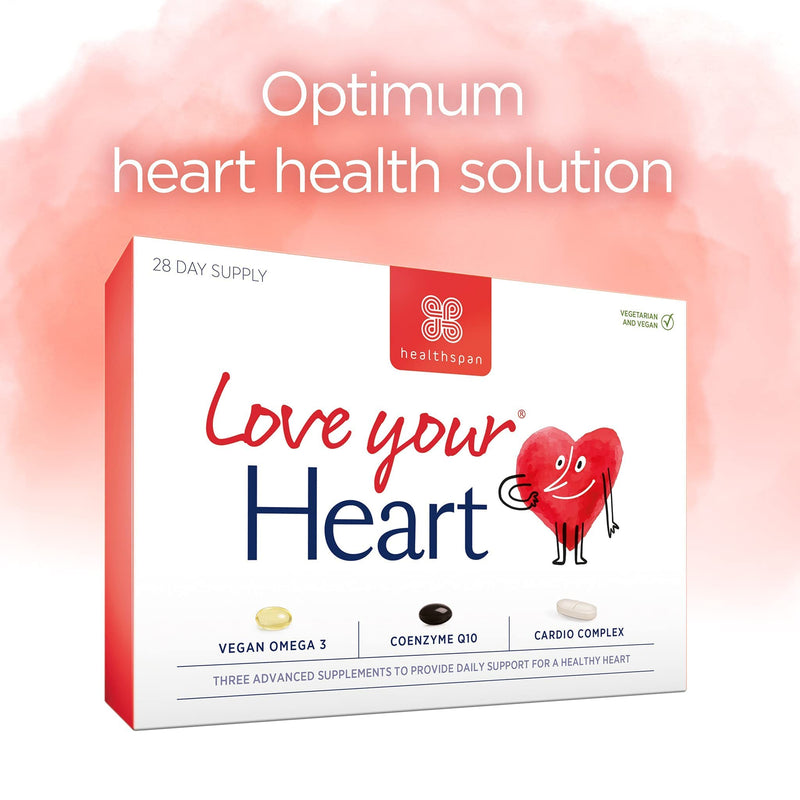 Healthspan Love Your Heart Multivitamin | 28 Day Supply | Support a Healthy Heart & Normal Red Blood Cell Formulation | Vegan Omega 3 | Cardio Complex | Coenzyme Q10 | Vegan - NewNest Australia