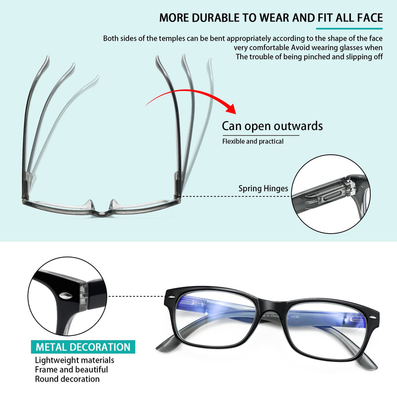 SIGVAN Reading Glasses 5 Packs Blue Light Blocking Eyeglasses Quality Spring Hinge Colorful Computer Readers for Women Men 5 Black 0.0 x - NewNest Australia