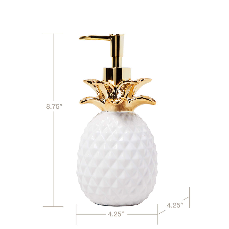 SKL Home by Saturday Knight Ltd. Gilded Pineapple Soap Dispenser, White/Gold Lotion/Soap Dispenser, White - NewNest Australia