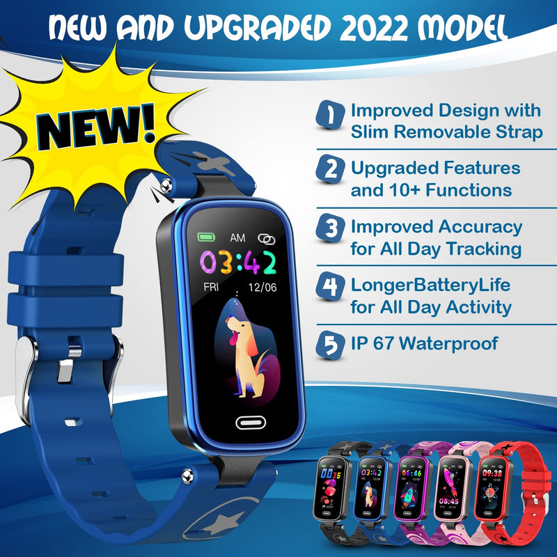 Inspiratek Kids Fitness Tracker for Age 5-16，2022 Upgraded Tracker Kids Watch，Waterproof Watch for Kids with Pedometer，Sleep Monitor & Calorie Counter，Fitness Watch for Kids Girls Boys Teen blue - NewNest Australia