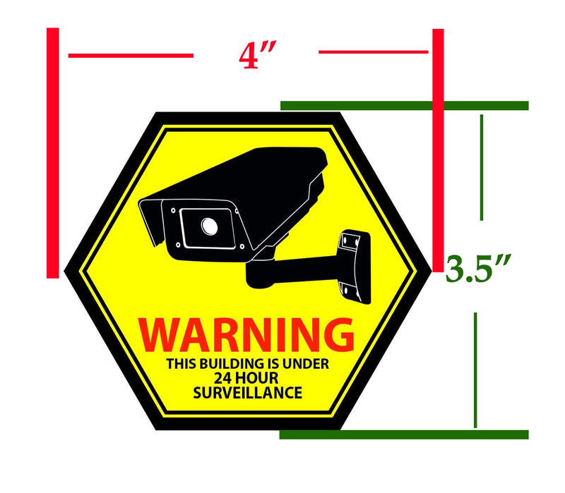 Mandala Craft Security Camera Decal Warning Window Stickers, CCTV Video Surveillance Recording Signs from Vinyl for Indoors, Outdoors; Front Adhesive Yellow 4 X 3.5 inches - NewNest Australia