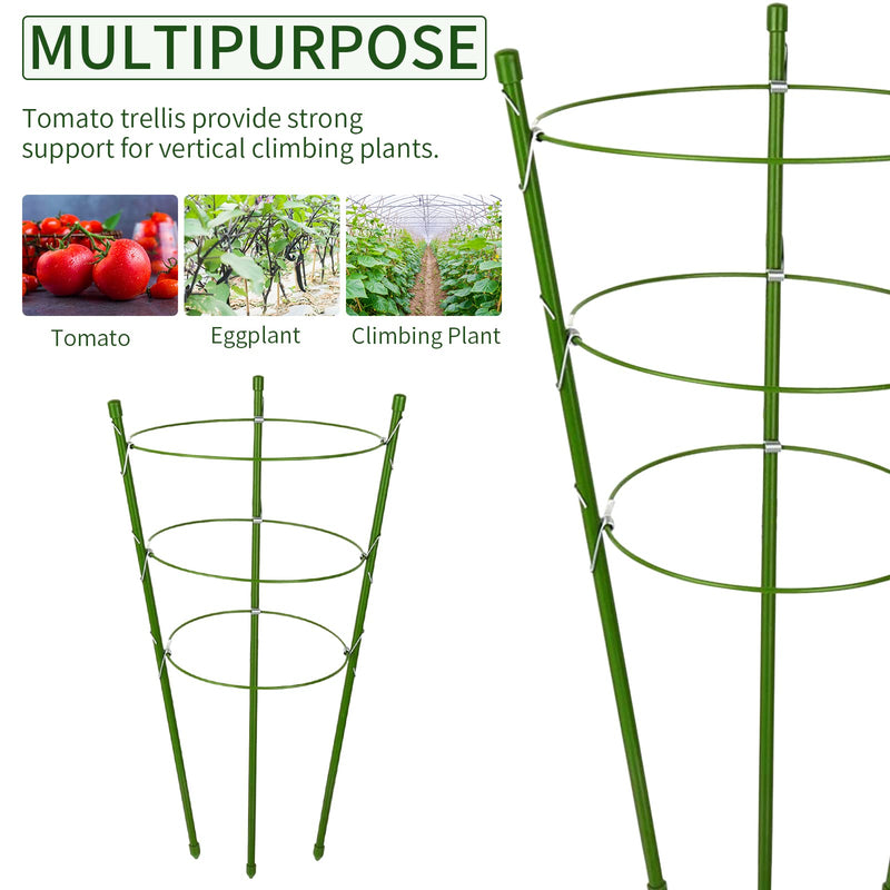 4 Pack Tomato Cage Plant Support Cages for Garden, 18 inches Trellis for Climbing Plants, Upgrade Garden Plant Stakes with Adjustable Ring, Tomato Rings for Support, with Twist Tie - NewNest Australia