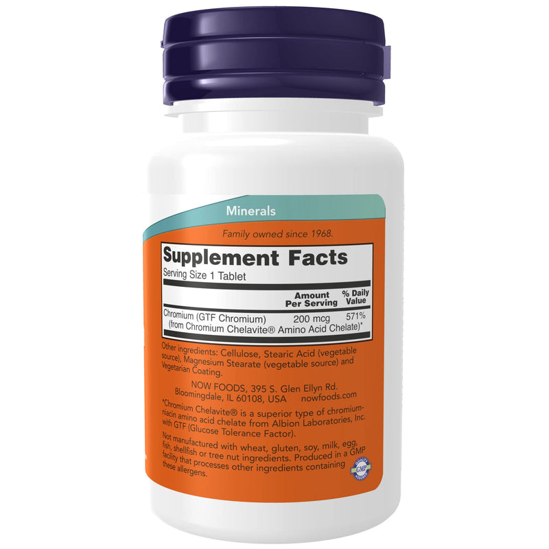 NOW Supplements, GTF (Glucose Tolerance Factor) Chromium 200 mcg, 100 Tablets - NewNest Australia