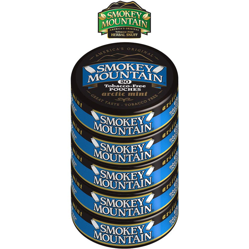 Smokey Mountain Pouches - Arctic Mint - 5 Cans - Nicotine-Free and Tobacco-Free Arctic Mint Pouches - NewNest Australia