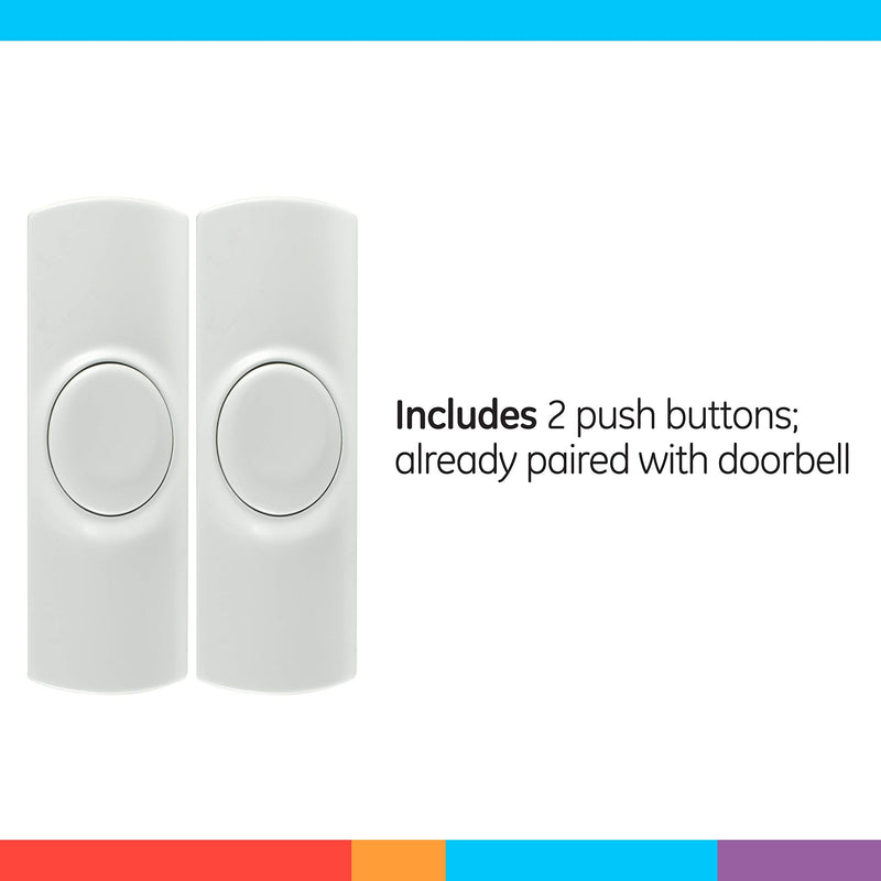 GE Wireless Doorbell Kit, Battery-Operated Receiver, 2 Push Buttons, 8 Melodies, 4 Volume Levels, 150 Ft Range, Mountable, White, 19297 White 2 Push Button - NewNest Australia