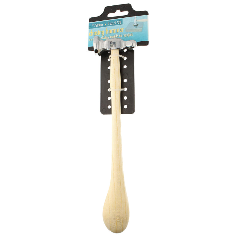 The Beadsmith Two-Sided Chasing Hammer - 10.75 Inches Wooden Handle, 2.25” Steel Head with a 14mm Ball Pein & 28mm Domed Face - Tool Used to Add Texture and Dimension to Metalwork 1.26 x 3.03 x 11.9 cm - NewNest Australia
