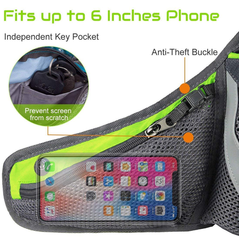 PYFK Running Belt Hydration Waist Pack with Water Bottle Holder for Men Women Waist Pouch Fanny Bag Reflective Green - NewNest Australia