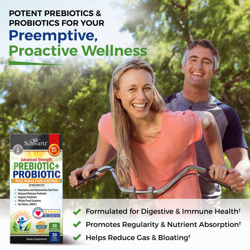 Prebiotics and Probiotic with Whole Food Enzymes for Adults Women & Men - Probiotics Lactobacillus Acidophilus - Digestive Health Capsules Shelf Stable Supplement - Non-GMO Gluten & Dairy Free - 30ct 30 Count (Pack of 1) - NewNest Australia