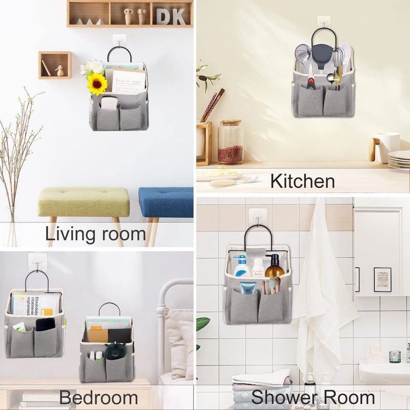 LYroo 2 Pack Wall Hanging Bag for Bathroom Kitchen Dormitory Organizer Basket Waterproof Wall Storage Box with Sticky Hook - NewNest Australia