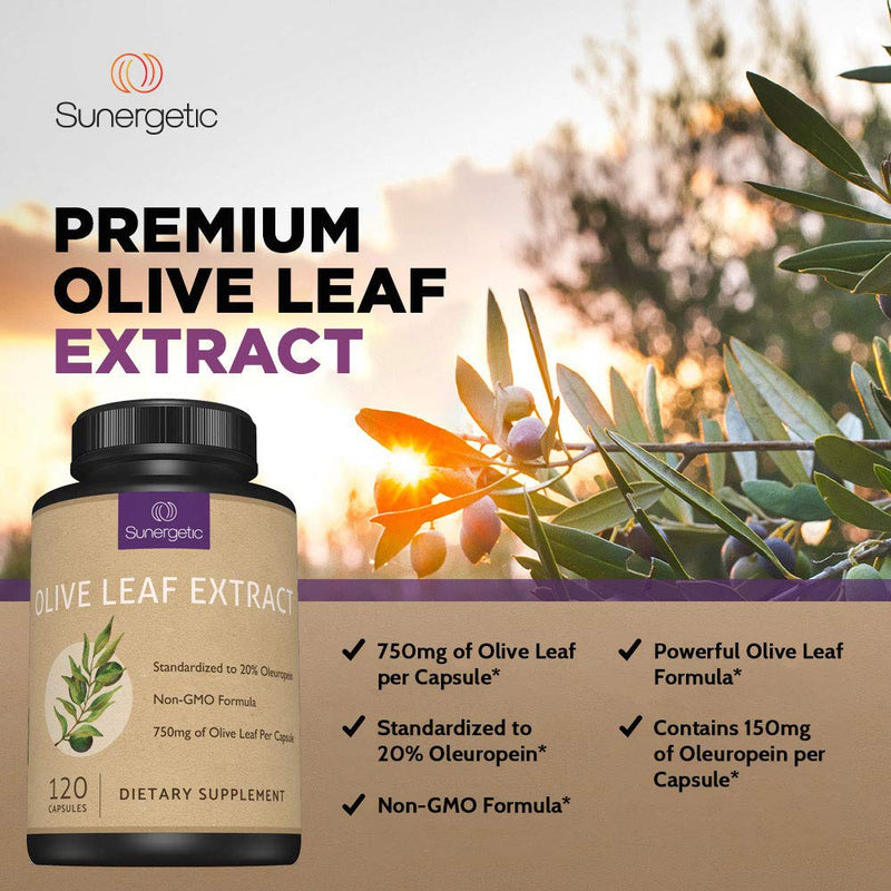Premium Olive Leaf Extract Capsules – Standardized to 20% Oleuropein – Super Strength Olive Leaf Exact Supplement Supports Immune System & Cardiovascular Health – 750mg Per Capsule – 120 Capsules - NewNest Australia