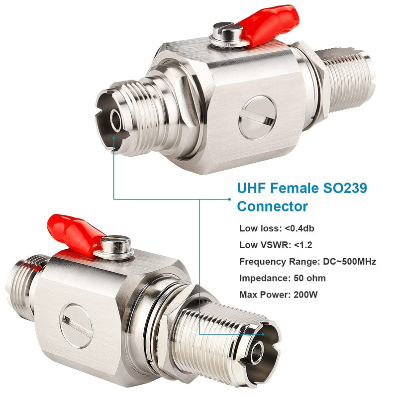 XRDS-RF UHF Coaxial Lightning Arrestor SO239 Socket Bulkhead UHF Female to Female Coaxial Connector for CB Ham Two-Way Radio Base Antennas - NewNest Australia
