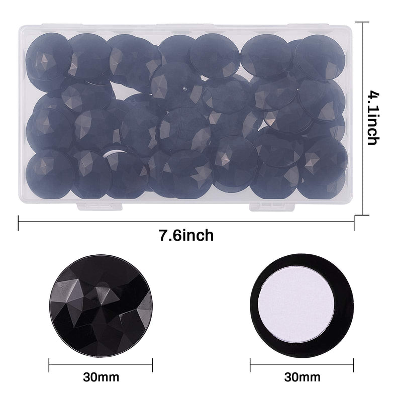FINGERINSPIRE 50Pcs 30mm Flat Back Round Acrylic Rhinestone Self-Adhesive Plastic Circle Gems Stick On Jewels(Black) for Costume Making Cosplay Jewels Invitation Crafts Bling Christmas Halloween Decor Black - NewNest Australia