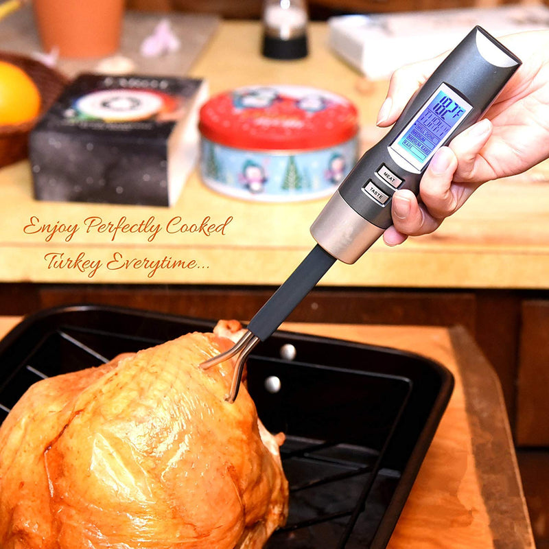 NewNest Australia - Meat Thermometer Fork BBQ Fork with Thermometer Digital BBQ Fork Thermometer Digital Cooking Fork Instant Read Fork for Kitchen, Grilling, Smoker, Barbecue, Turkey 