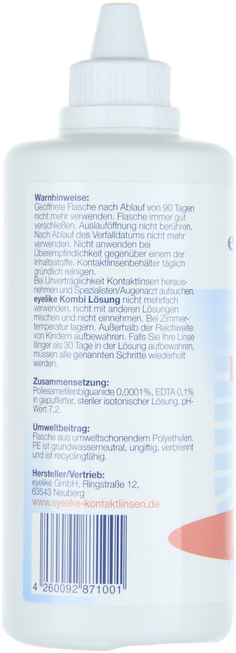 Eyelike combination solution - one-step care system - ideal for cleaning, disinfecting and storing soft contact lenses - 360 ml 360 ml (pack of 1) - NewNest Australia