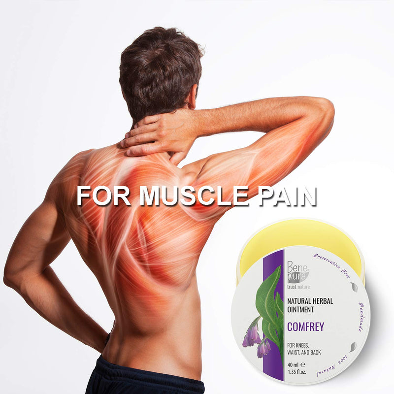 BenePura Comfrey Ointment for Muscle Pain Relief - Natural Comfrey Cream for Back Pain Relief, Joint Pain Relief, Knee Pain Relief, Neck Pain Relief - Muscle Rub Pain Relief Cream - 40 ml - NewNest Australia