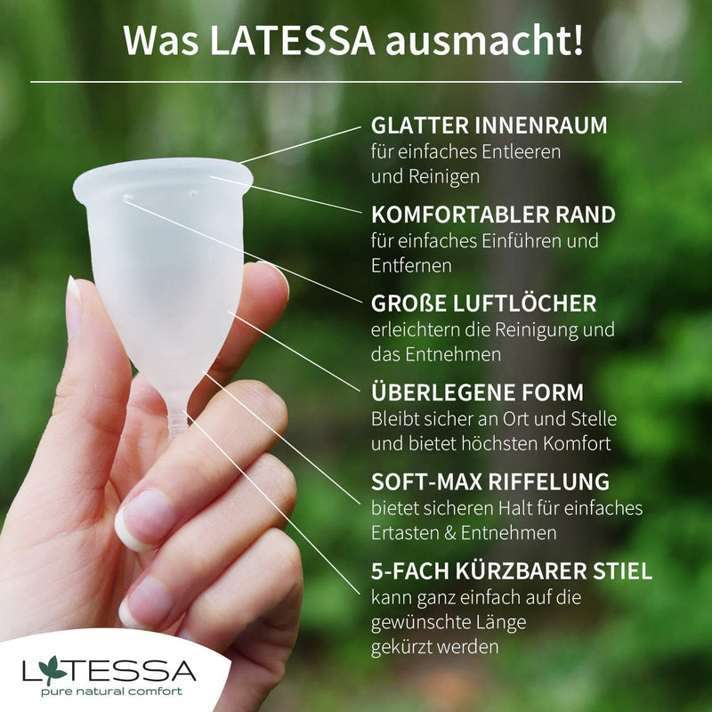 LATESSA menstrual cup, test very good, Made in Germany, BPAfree, menstrual cup, period menstrual cup, period cup, gift for woman, alternative whether soft tampons or pads, S small - NewNest Australia