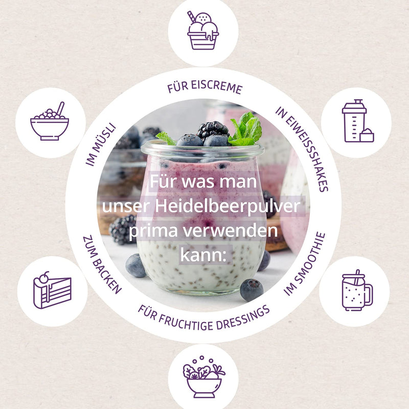 Wild blueberries organic powder - 200 g - fruit powder in raw food quality - rich in antioxidants - blueberries powder (Vaccinium myrtillus) - NewNest Australia
