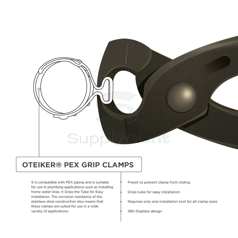 SUPPLY GIANT QYLU-DS34-70 Oetiker Style Pinch Clamps Pex Cinch Rings 1/2 INCH, Stainless Steel Pack of 50 - NewNest Australia