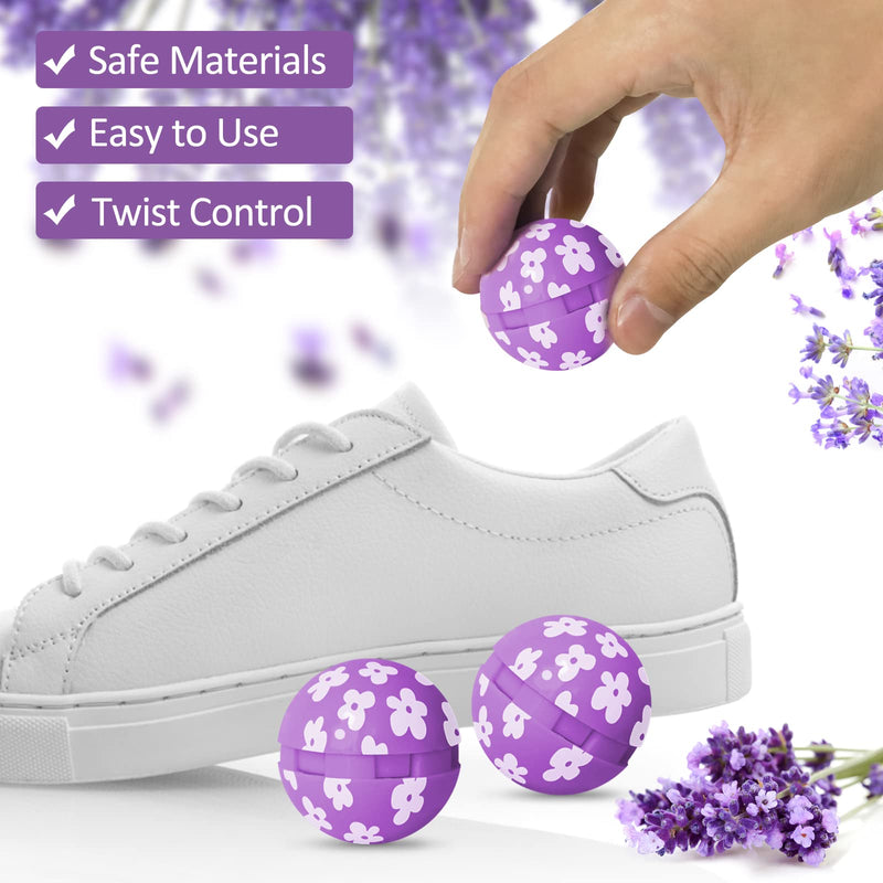 Deodorizing Balls for Sneakers, Shoe Deodorant, Gym Bags, Pack of 6 Deodorizing Balls Also for Home Lockers, Simple Twistlock - Lavender - NewNest Australia
