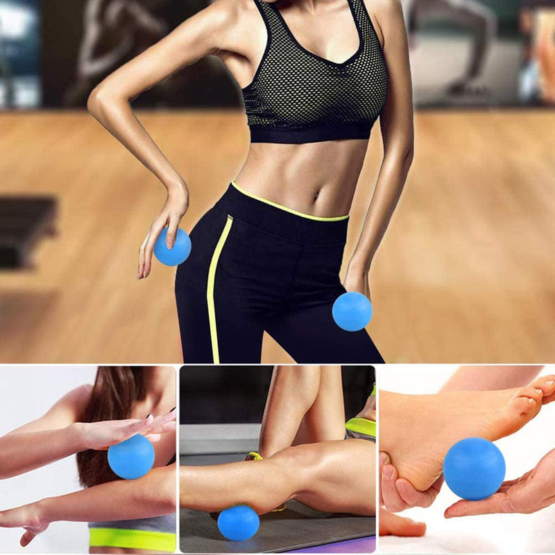 WOVTE Silicone Massage Lacrosse Ball for Sore Muscles, Shoulders, Neck, Back, Foot, Body, Deep Tissue, Trigger Point, Muscle Knots, Yoga and Myofascial Release (Blue) Blue - NewNest Australia