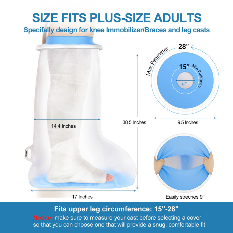 YUNCHI Shower Protection Leg Long Adult Anti Slip XL Cast Protection Waterproof Reusable Bandage Protection for Orthosis Blocks Fixator Thigh Knee Plaster Bandages (Long Leg Protector XL) - NewNest Australia
