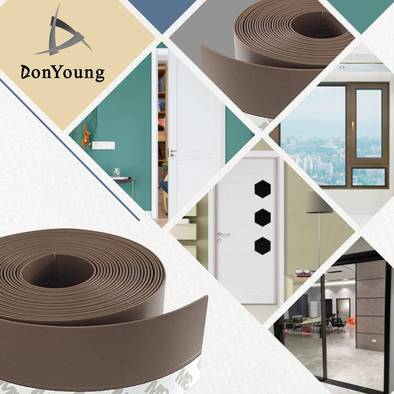 DonYoung 16.5FT Weather Stripping Door Seal, 1-3/4'' Width Silicone Seal Strip Bottom Door Sweep, Widened Self-Adhesive Door Draft Stopper for Gaps of Windows Doors and Shower Glass, Brown - NewNest Australia