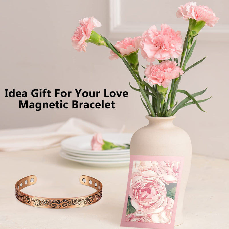 Jeracol Copper Magnetic Bracelets for Women, Tree of Love Design 99.99% Solid Copper Magnetic Cuff Bangle with 8pcs Powerful Magnets(Each 3800 Gauss), Brazaletes Jewelry with Gift Box - NewNest Australia