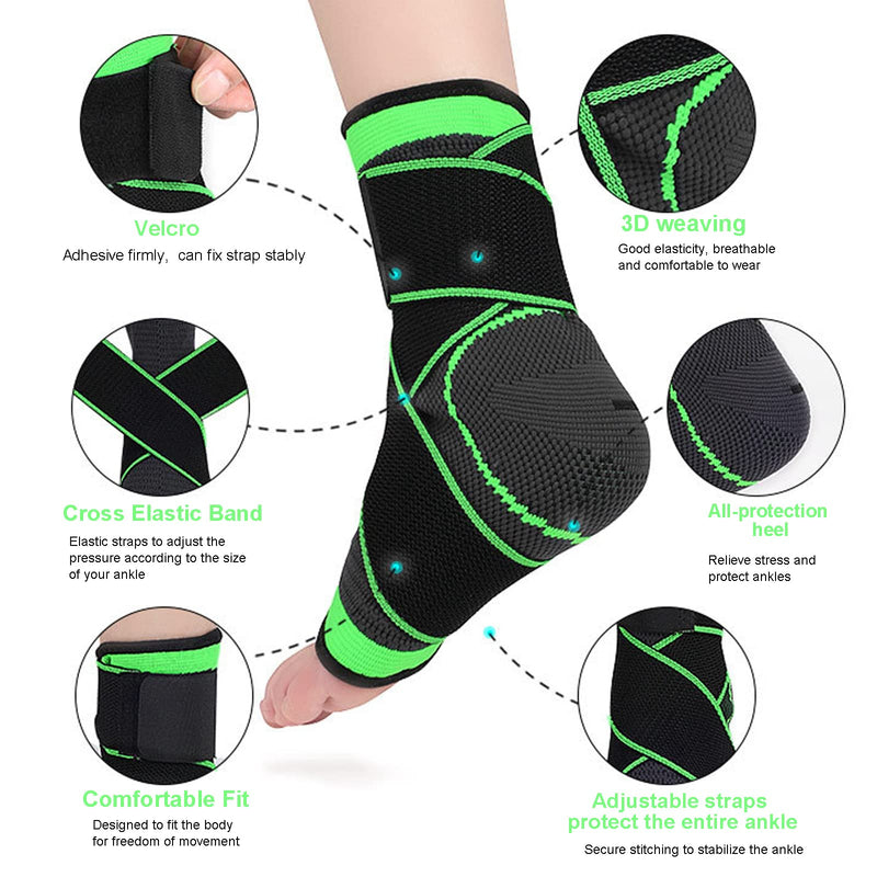 Ankle Support Brace, Foot Heel Support Compression Socks Bandage Adjustable Straps Splint For Achilles Tendonitis Plantar Fasciitis Sprained Ankle Running Sports Protection and Pain Relief(L 1 pack) - NewNest Australia