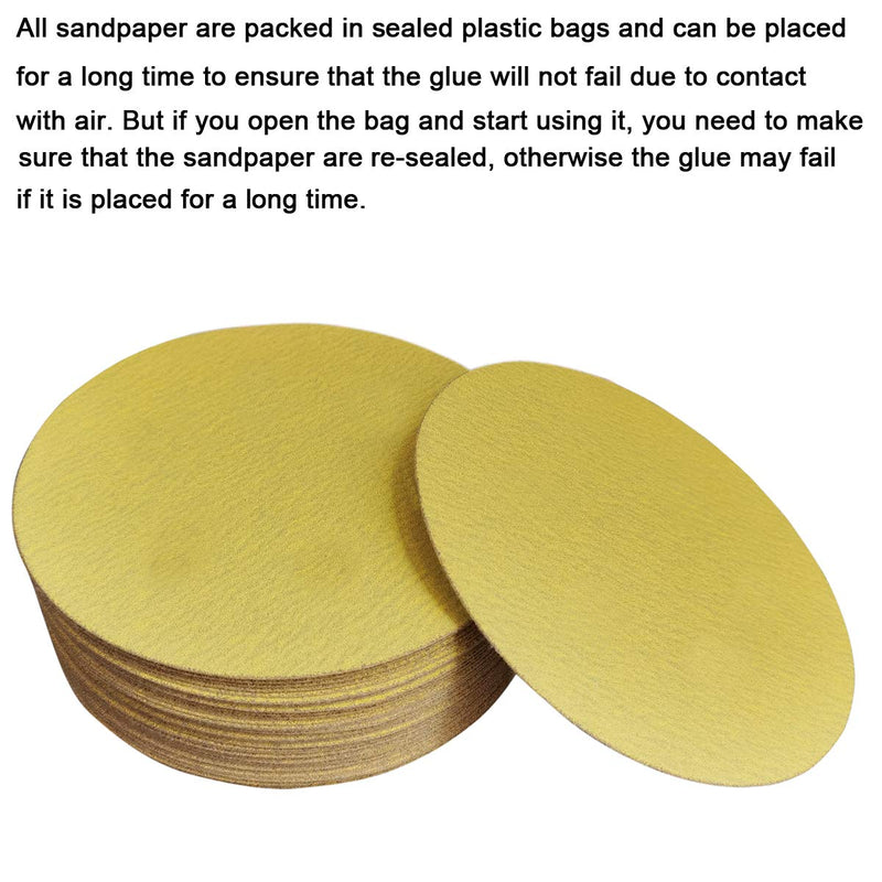 Tockrop 50 Pcs 100 Grit 6 Inch Gold PSA Self Adhesive Stickyback Sanding Discs for DA Sanders - Aluminum Oxide Round Sandpaper Finishing Discs for Automotive and Woodworking (100 Grit-50 Pack) 100 Grit-50 Pack - NewNest Australia