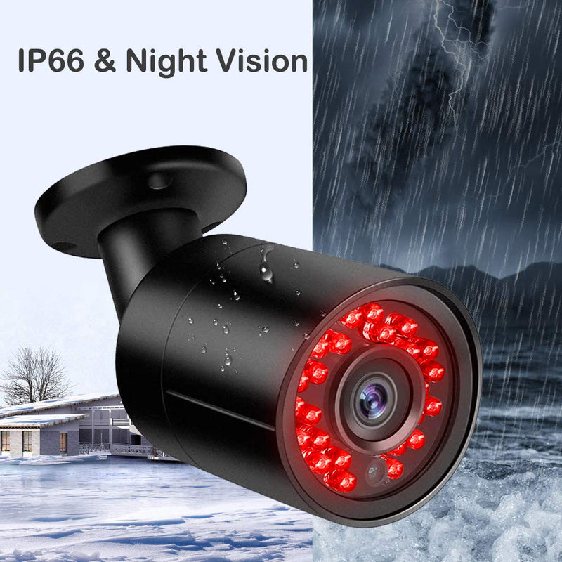 Dericam 1080P 1920TVL CCTV Security Camera for Home Surveillance, 4-in-1 CVI/TVI/AHD/960H Bullet Camera with IP66 Weatherproof, 82ft Night Vision, B2B, Black - NewNest Australia