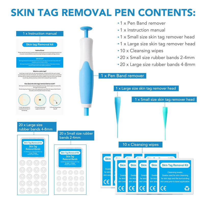 Skin Tag Remover,Painless Skin Tag Remover Pen,Skin Tag Removal Kit Tools with 40 Micro and Regular Skin Tag Bands,Easy Skin Tag Remover Device to Remove (2in1 Kit) (2-8mm) - NewNest Australia