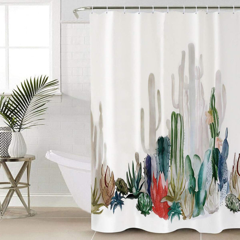 T&H Home Shower Curtain Set 48" W x 72" H Fabric Bathroom Showers, Stalls and Bathtubs, Machine Washable - Cactus Curtain Decor Ink Patinting Style Simple Illustrate Modern Bath Curtain 48x72 Cactus6thh6194 - NewNest Australia