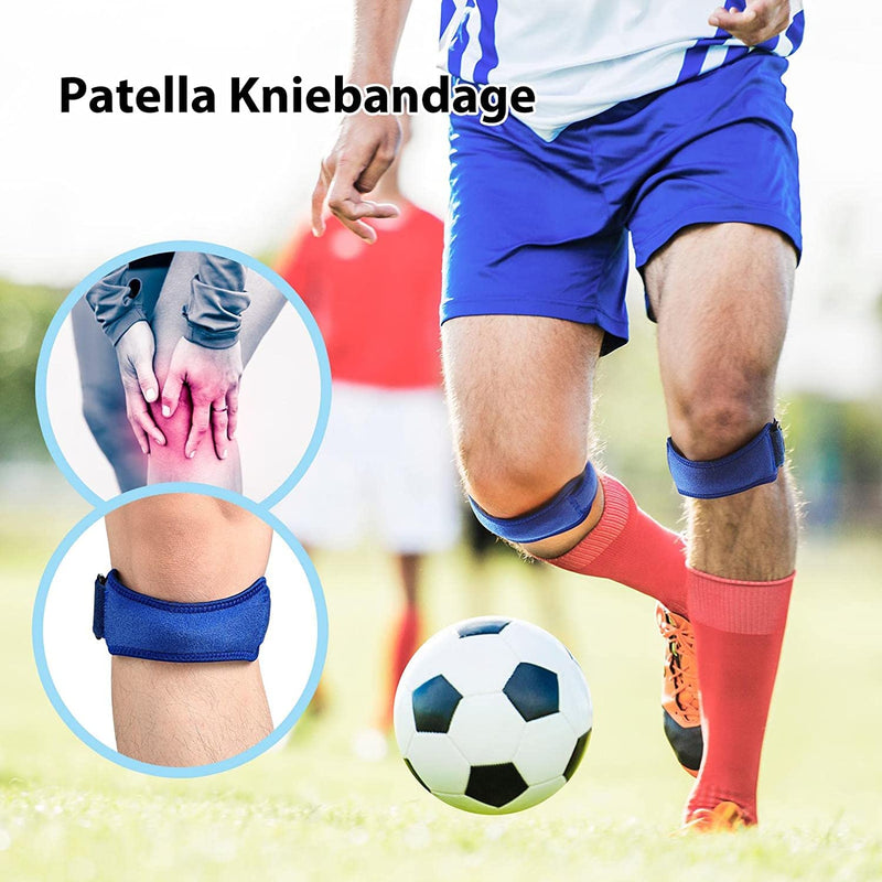 Agptek 2 X Patella Tendon Bandage, Patella Knee Support With Silica Gel, Adjustable Patella Strap For Women And Men For Jogging, Running, Walking, Basketball Etc. Sports, Blue - NewNest Australia