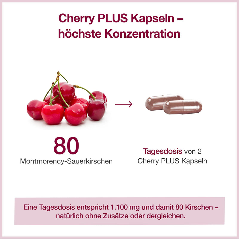 Montmorency sour cherry capsules - high dosage (50:1) - Cherry PLUS - 1,200mg sour cherry extract per daily dose - German, pharmaceutical quality - 1 month - 60 pieces 60 pieces (pack of 1) - NewNest Australia