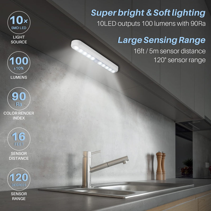Motion Sensor Light Indoor, STAR-SPANGLED Stick on Lights Battery Powered, Closet Lights Motion Activated Operated, LED Night Stair Lights for Under Cabinet, Hallway, Kitchen, Wall (Cool White, 2Pack) 2 Pack Cool White, 2 Pack - NewNest Australia
