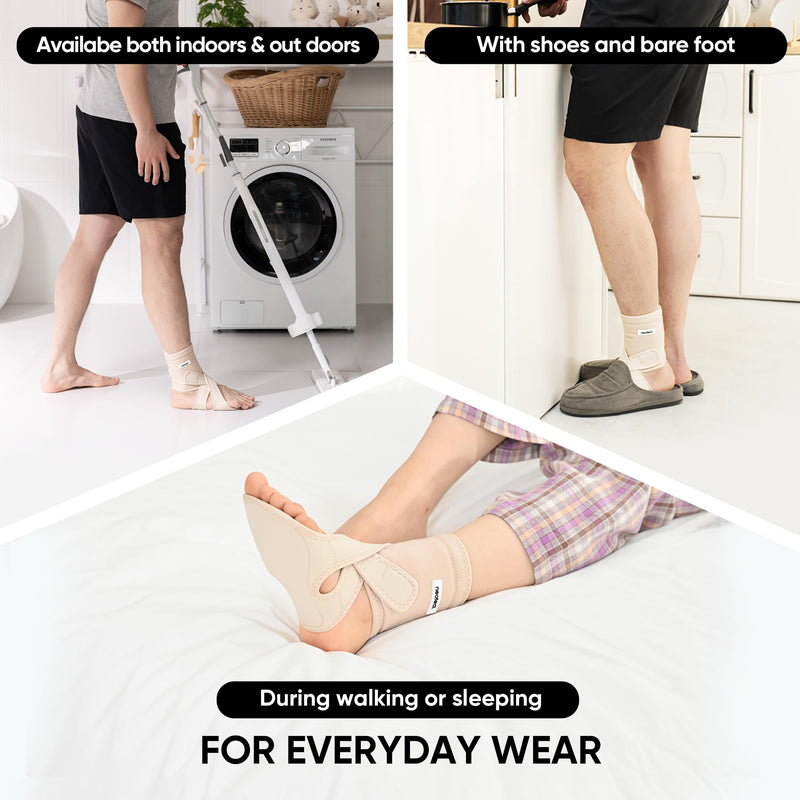 NEOFECT Drop Foot Brace Beige Right MEDIUM, foot splint for foot drop, ankle bandage for foot drop, lifting shoes, stroke hemiplegia foot support, foot orthosis for foot drop weakness - NewNest Australia