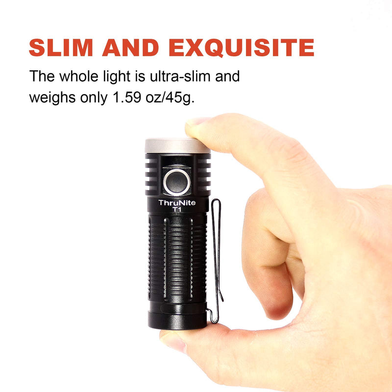 ThruNite T1 Magnetic Tailcap Handheld Flashlights, USB Rechargeable EDC Flashlight, Stepless Dimming 1500 Lumen Pocket Flashlight, CREE XHP50, 1100mAh Battery Included - CW Black Cool White - NewNest Australia