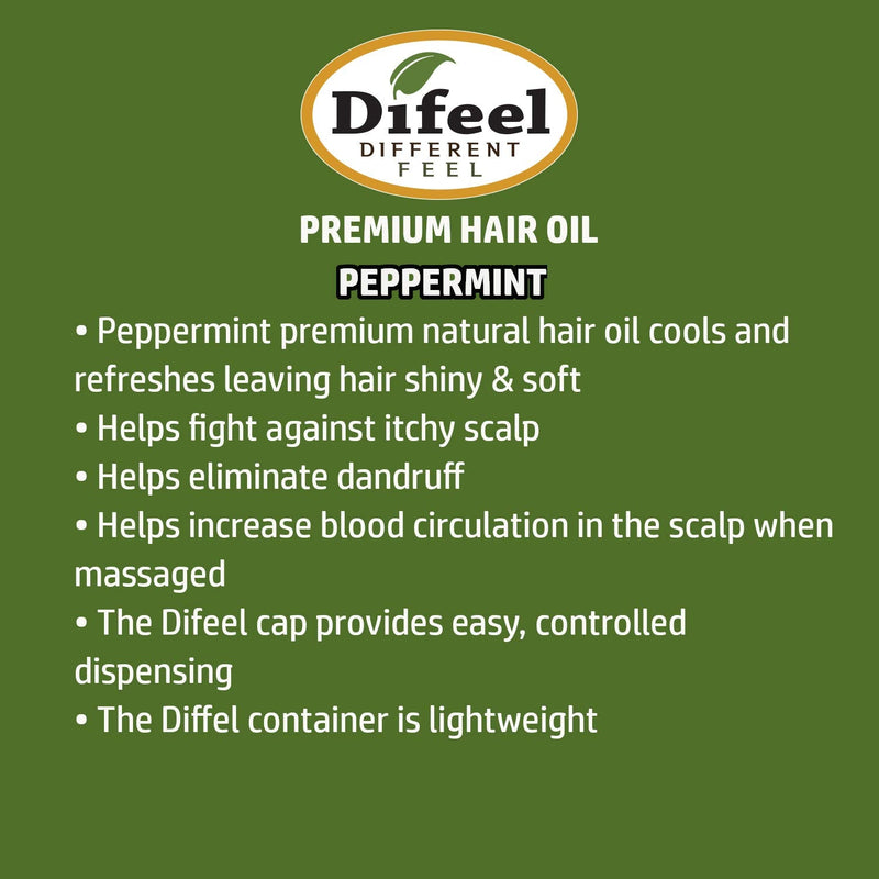 Difeel Premium Natural Hair Oil - Peppermint Oil, For Dry & Flaky Scalp, Cools & Refreshes Hair, Leaves Hair Shiny & Soft, Provides Immediate & Long Lasting Benefits For Hair & Skin 235 ml - NewNest Australia